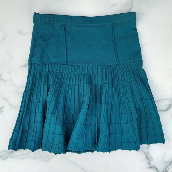 Jonathan Simkhai teal high-rise fit and flare mini skirt size S small - Picture 9 of 12